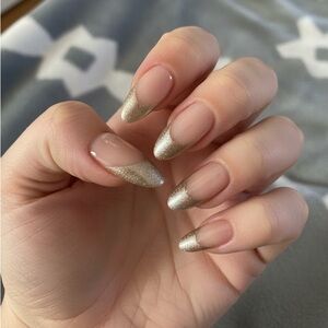 New Holiday Limited Edition Sculpted Nails Press on Nails Gold Tips